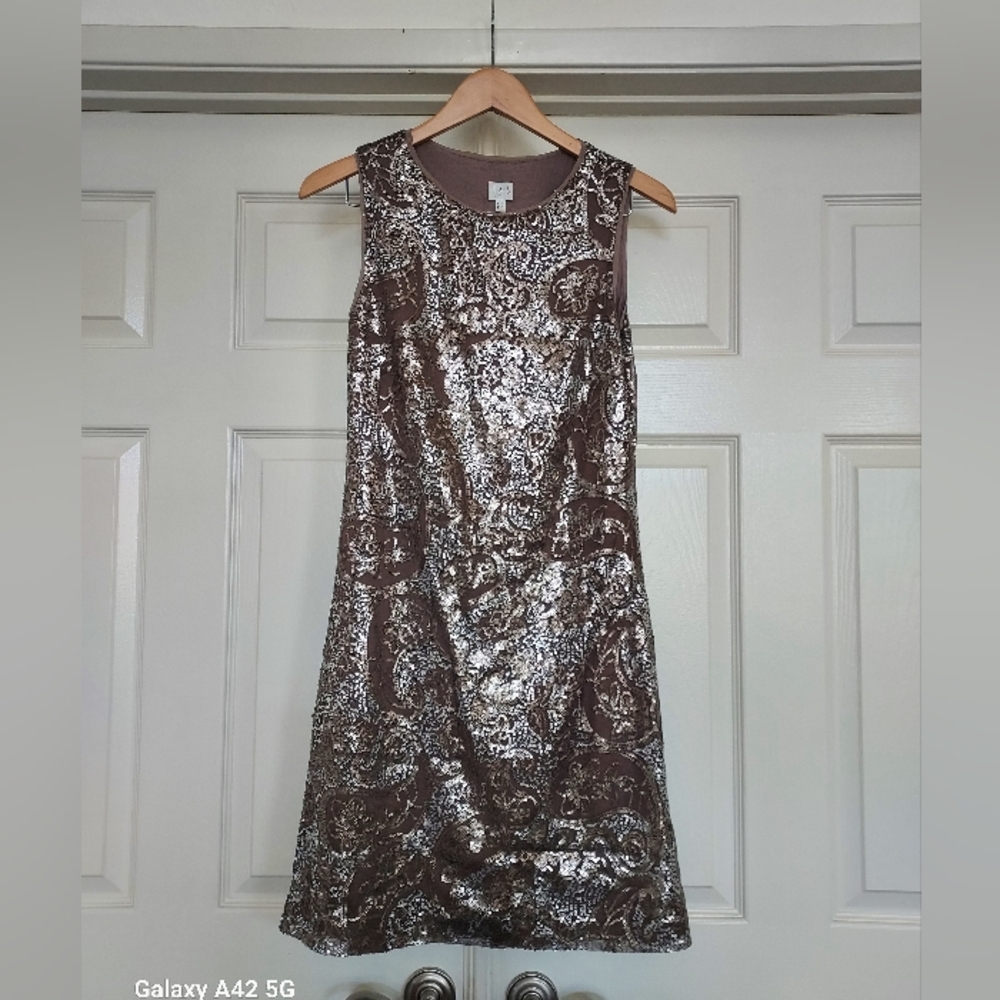 1.2.3. Paris Taupe Sequin Paisley Dress | 4